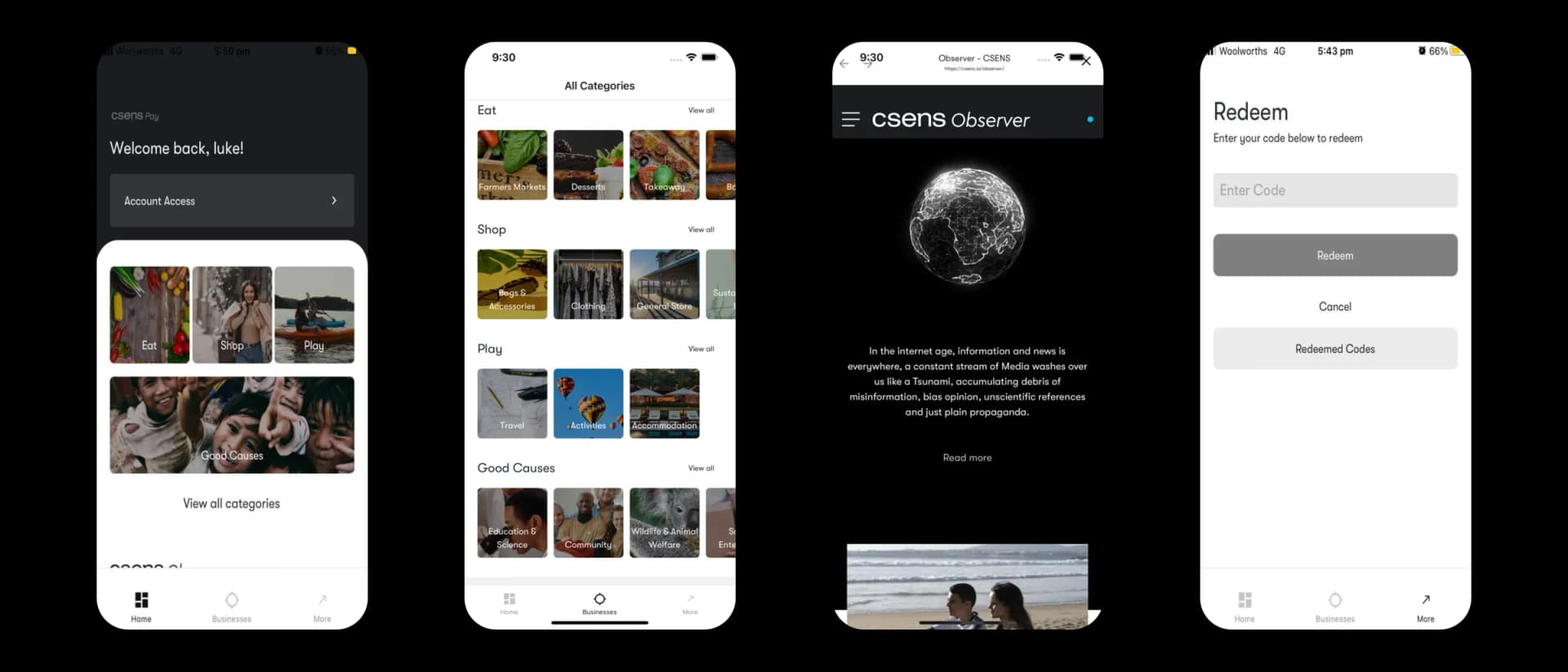CSENS blockchain-powered mobile wallet for sustainable commerce