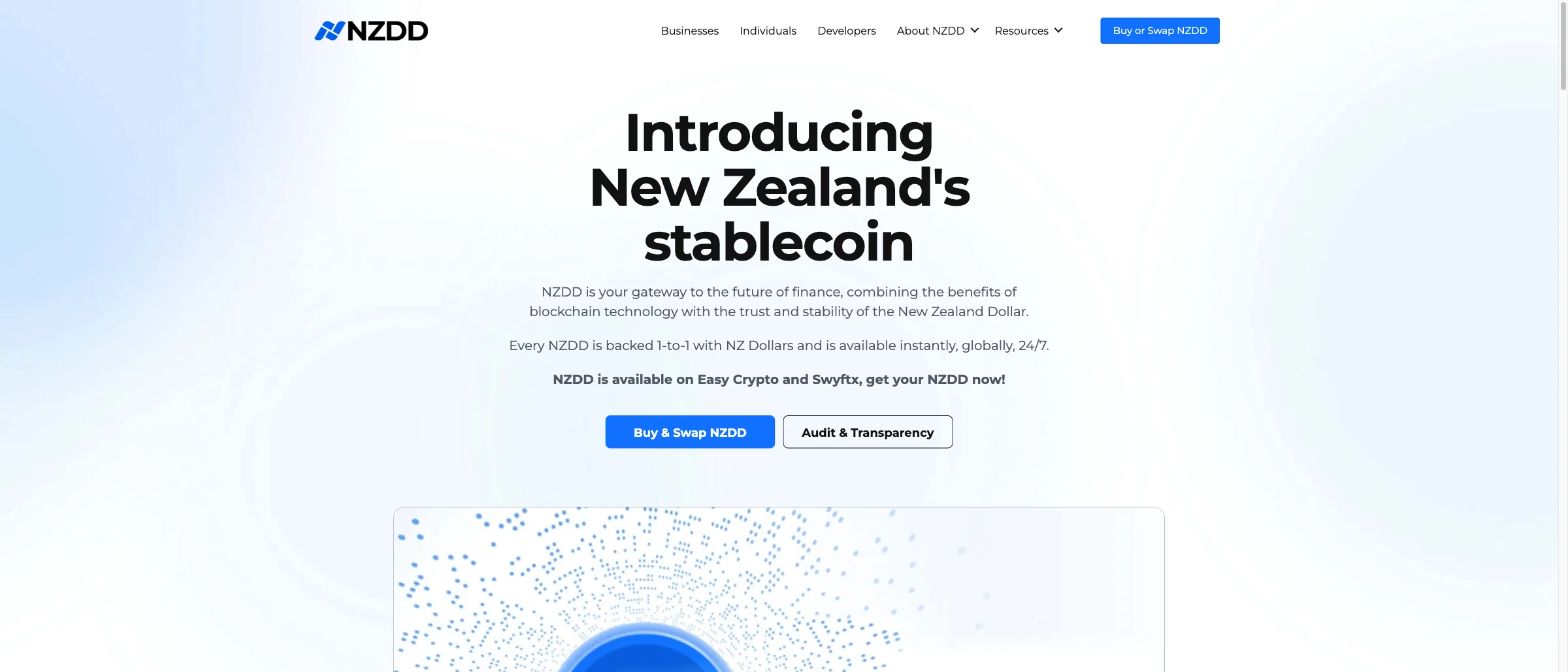 NZDD New Zealand stablecoin landing page
