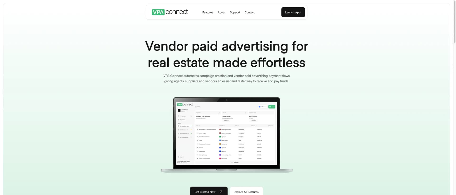 VPA Connect platform dashboard screenshot